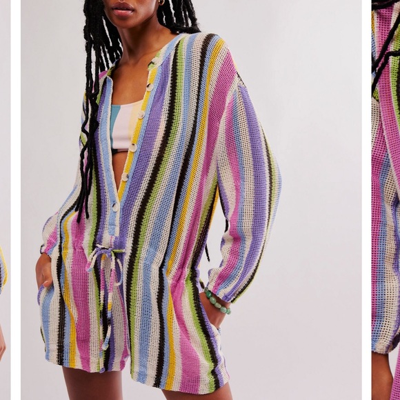 NWT Free People Sun Up Stripe Romper XS